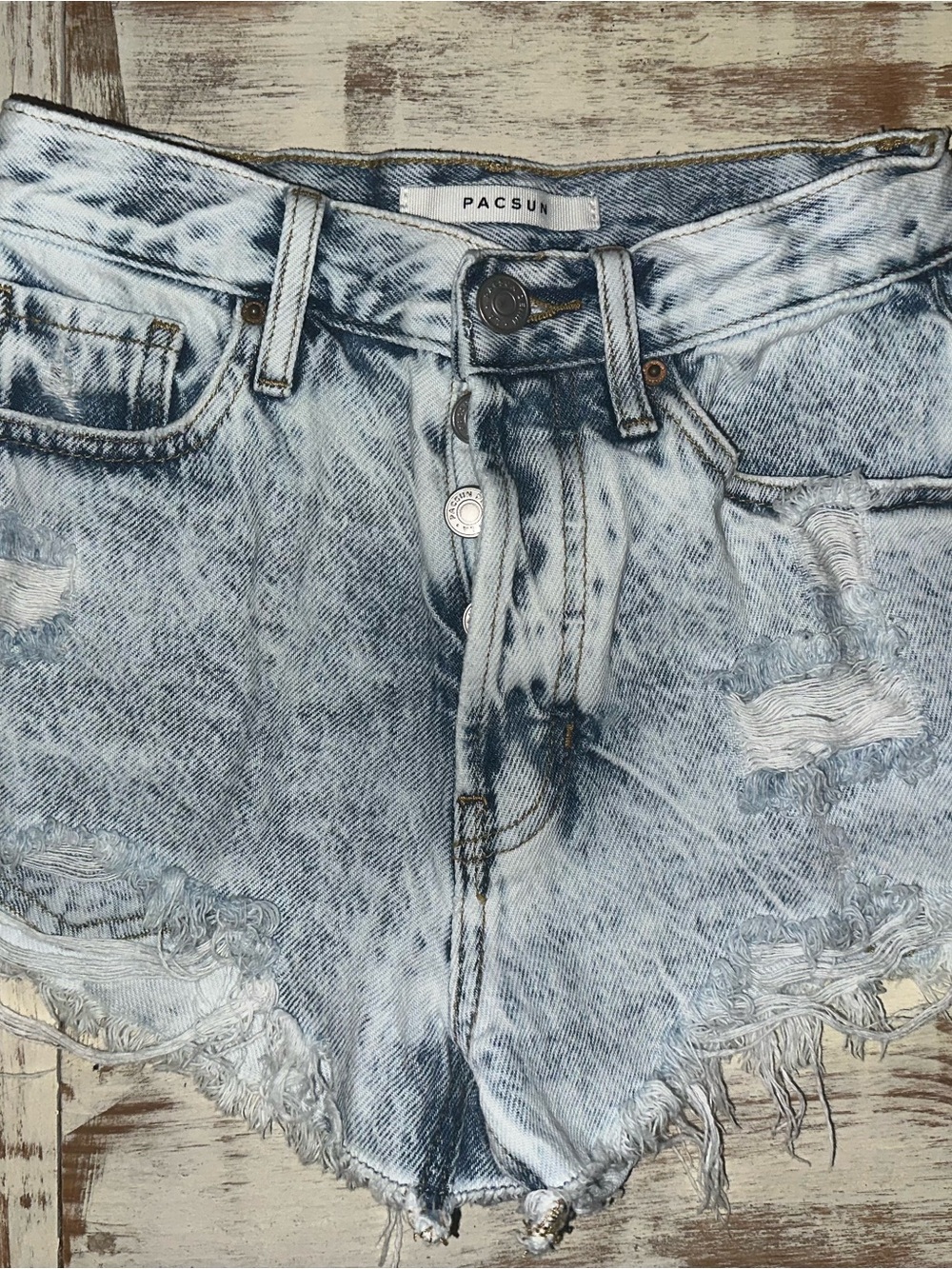 PacSun Light Blue Washed Distressed Denim Cutoff Shorts